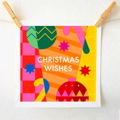 Christmas Wishes Geometric Xmas Design - A1 - A4 art print by AbiGoLucky