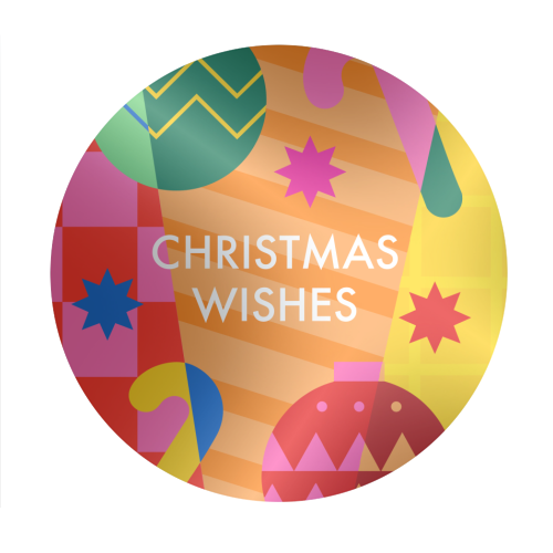Christmas Wishes Geometric Xmas Design - Circle Sticker by AbiGoLucky