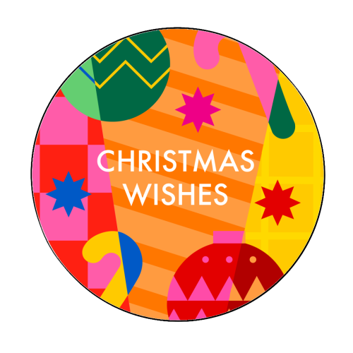 Christmas Wishes Geometric Xmas Design - Circle Sticker by AbiGoLucky