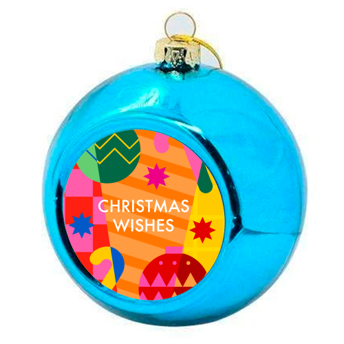 Christmas Wishes Geometric Xmas Design - colourful christmas bauble by AbiGoLucky