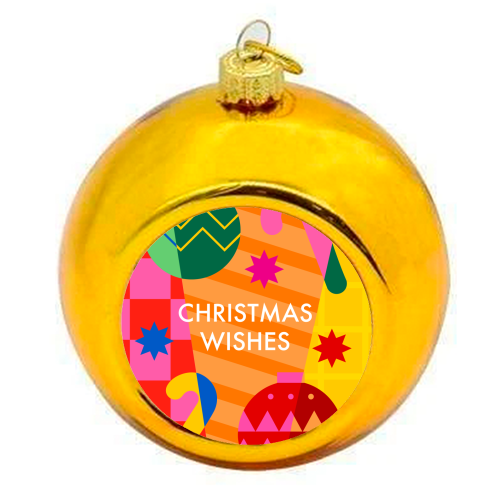Christmas Wishes Geometric Xmas Design - colourful christmas bauble by AbiGoLucky
