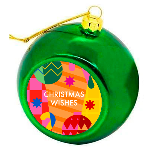 Christmas Wishes Geometric Xmas Design - colourful christmas bauble by AbiGoLucky