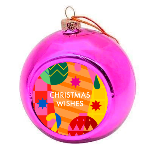 Christmas Wishes Geometric Xmas Design - colourful christmas bauble by AbiGoLucky