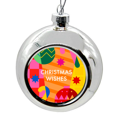 Christmas Wishes Geometric Xmas Design - colourful christmas bauble by AbiGoLucky