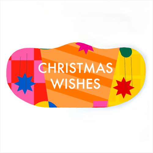 Christmas Wishes Geometric Xmas Design - face cover mask by AbiGoLucky