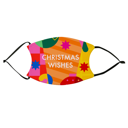 Christmas Wishes Geometric Xmas Design - face cover mask by AbiGoLucky