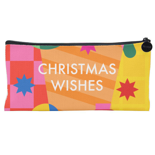 Christmas Wishes Geometric Xmas Design - flat pencil case by AbiGoLucky