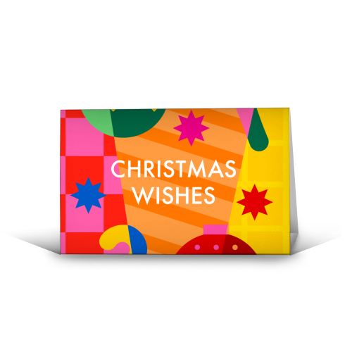 Christmas Wishes Geometric Xmas Design - funny greeting card by AbiGoLucky