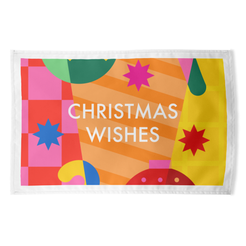 Christmas Wishes Geometric Xmas Design - funny tea towel by AbiGoLucky