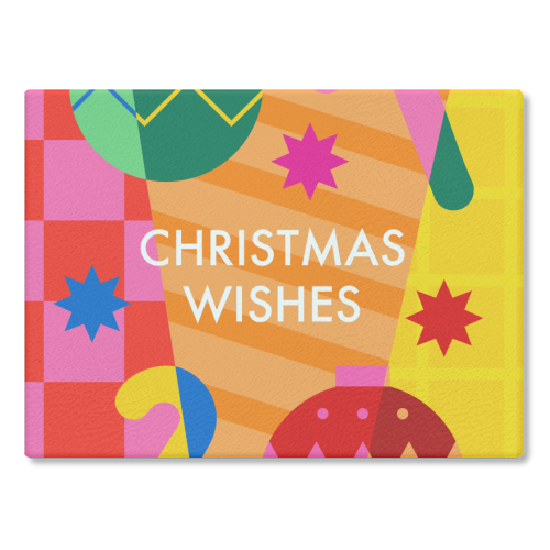 Christmas Wishes Geometric Xmas Design - glass chopping board by AbiGoLucky