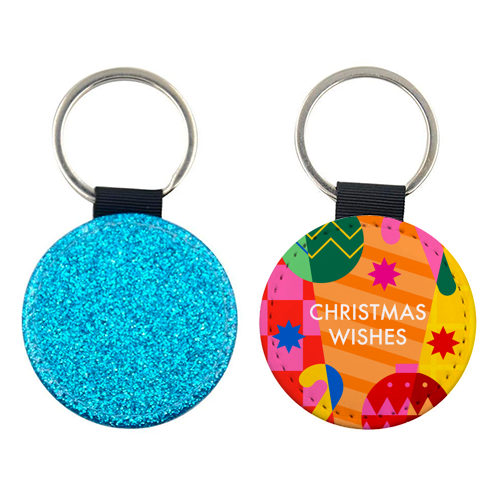 Christmas Wishes Geometric Xmas Design - keyring by AbiGoLucky