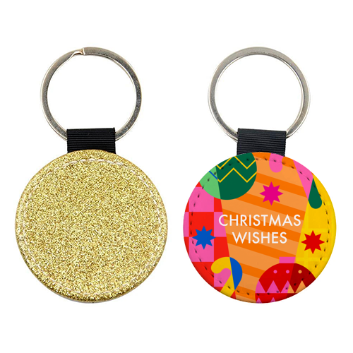 Christmas Wishes Geometric Xmas Design - keyring by AbiGoLucky