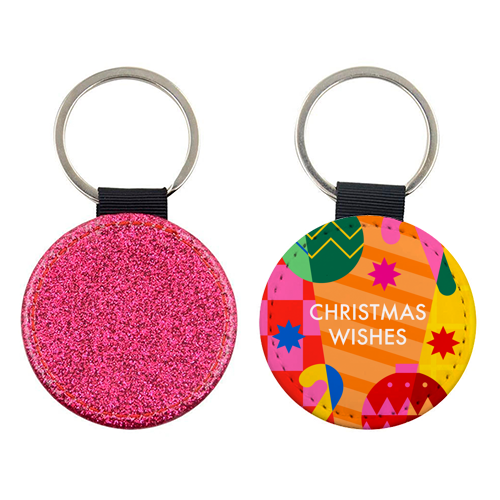 Christmas Wishes Geometric Xmas Design - keyring by AbiGoLucky