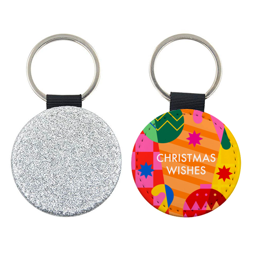 Christmas Wishes Geometric Xmas Design - keyring by AbiGoLucky
