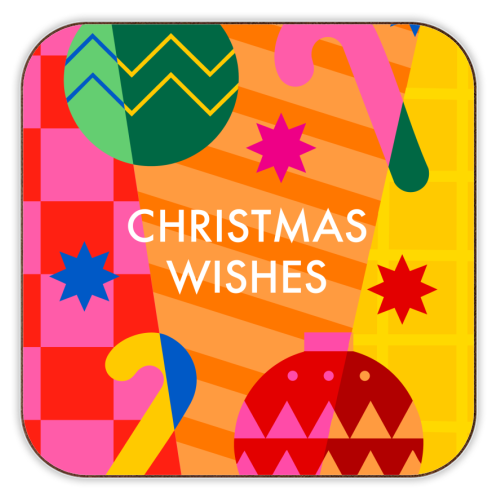 Christmas Wishes Geometric Xmas Design - personalised beer coaster by AbiGoLucky