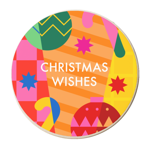Christmas Wishes Geometric Xmas Design - personalised beer coaster by AbiGoLucky