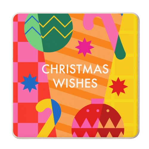 Christmas Wishes Geometric Xmas Design - personalised beer coaster by AbiGoLucky