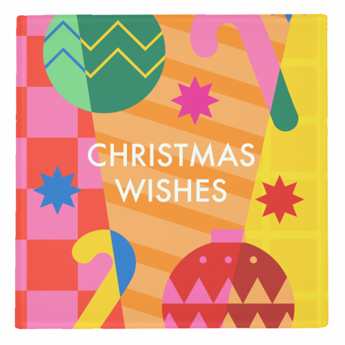 Christmas Wishes Geometric Xmas Design - personalised beer coaster by AbiGoLucky