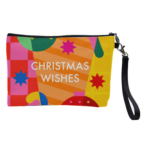 Christmas Wishes Geometric Xmas Design - pretty makeup bag by AbiGoLucky