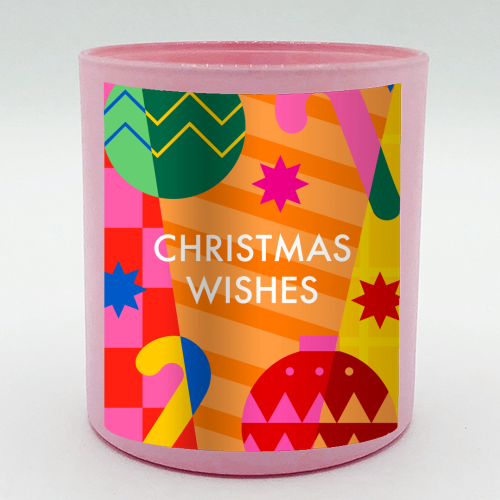 Christmas Wishes Geometric Xmas Design - scented candle by AbiGoLucky