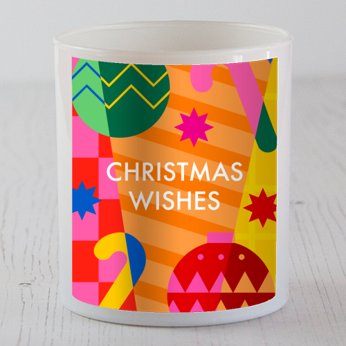 Christmas Wishes Geometric Xmas Design - scented candle by AbiGoLucky