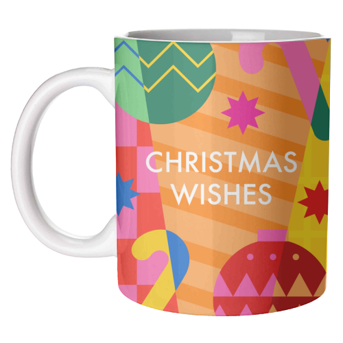 Christmas Wishes Geometric Xmas Design - unique mug by AbiGoLucky