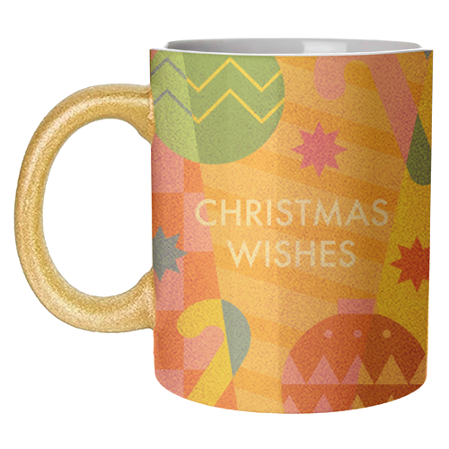 Christmas Wishes Geometric Xmas Design - unique mug by AbiGoLucky