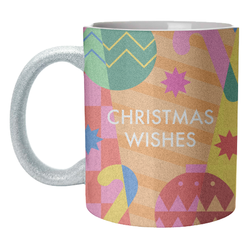 Christmas Wishes Geometric Xmas Design - unique mug by AbiGoLucky