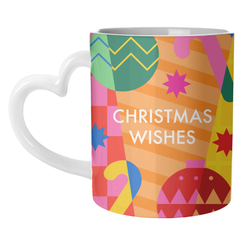 Christmas Wishes Geometric Xmas Design - unique mug by AbiGoLucky