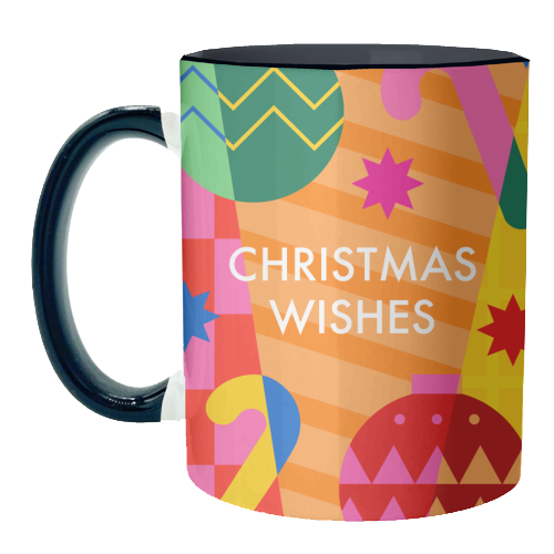 Christmas Wishes Geometric Xmas Design - unique mug by AbiGoLucky