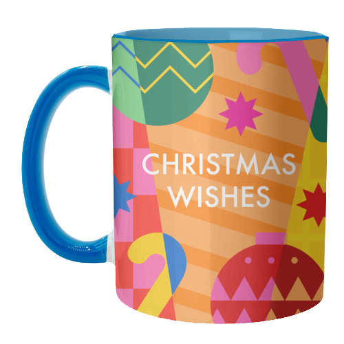 Christmas Wishes Geometric Xmas Design - unique mug by AbiGoLucky