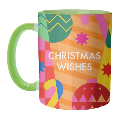 Christmas Wishes Geometric Xmas Design - unique mug by AbiGoLucky