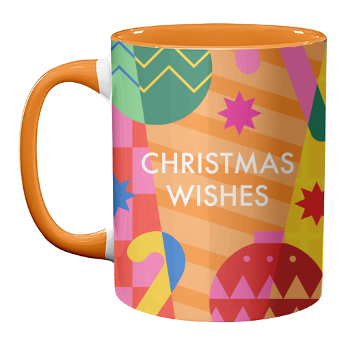 Christmas Wishes Geometric Xmas Design - unique mug by AbiGoLucky