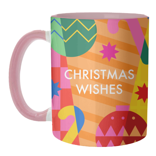 Christmas Wishes Geometric Xmas Design - unique mug by AbiGoLucky