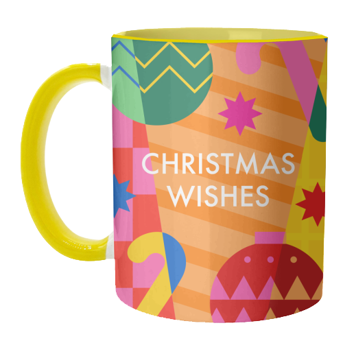 Christmas Wishes Geometric Xmas Design - unique mug by AbiGoLucky