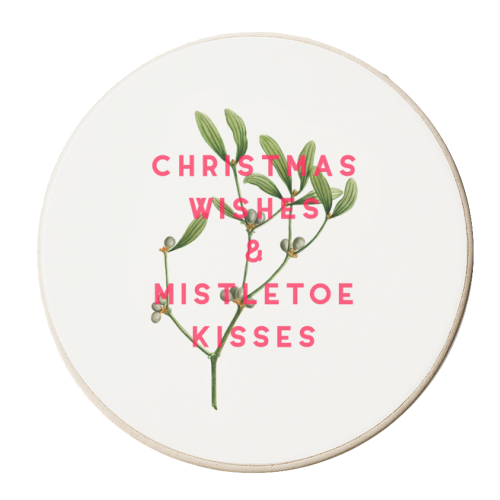 Christmas Wishes & Mistletoe Kisses - personalised beer coaster by The 13 Prints