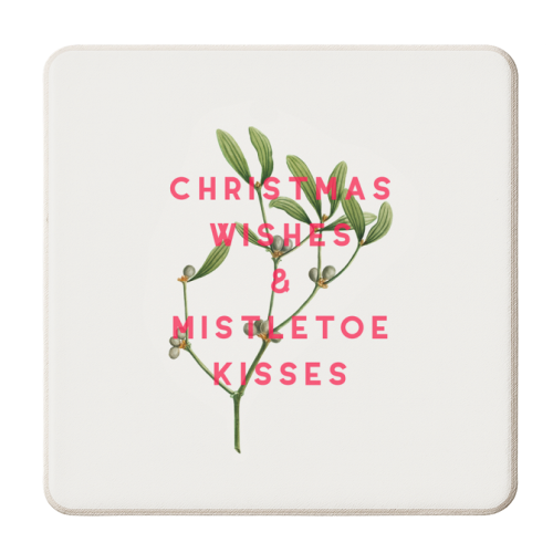 Christmas Wishes & Mistletoe Kisses - personalised beer coaster by The 13 Prints
