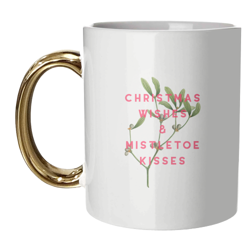 Christmas Wishes & Mistletoe Kisses - unique mug by The 13 Prints