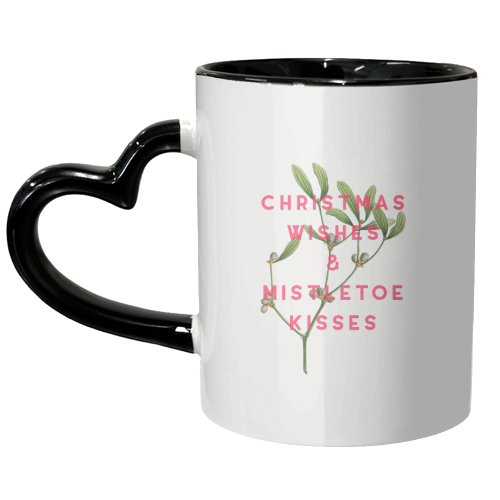 Christmas Wishes & Mistletoe Kisses - unique mug by The 13 Prints