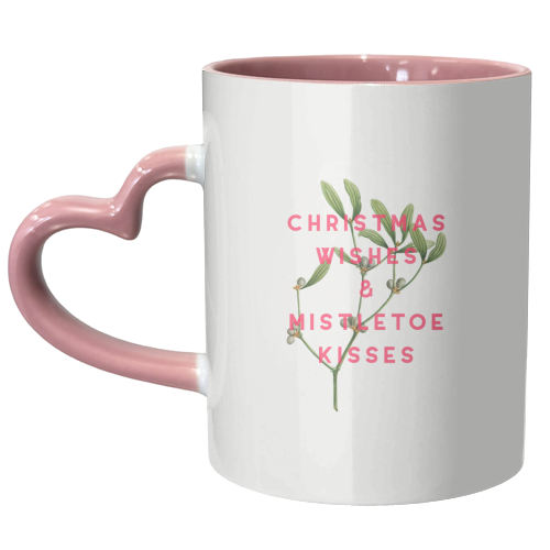 Christmas Wishes & Mistletoe Kisses - unique mug by The 13 Prints