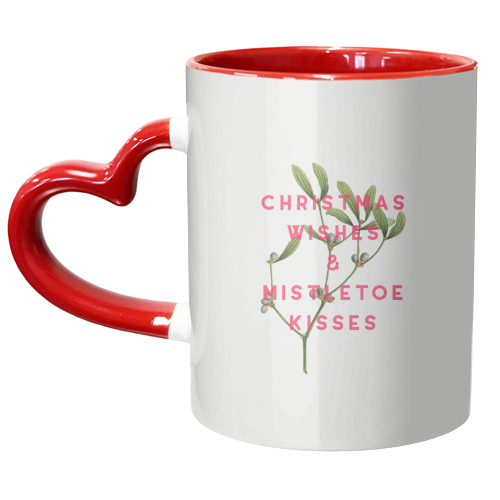Christmas Wishes & Mistletoe Kisses - unique mug by The 13 Prints