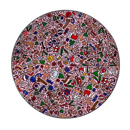 Christmass naughty pattern - Circle Sticker by andrea zuza