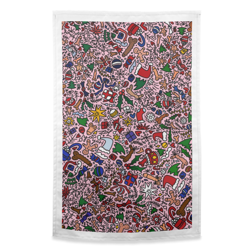 Christmass naughty pattern - funny tea towel by andrea zuza