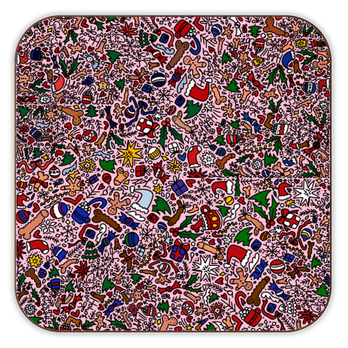 Christmass naughty pattern - personalised beer coaster by andrea zuza