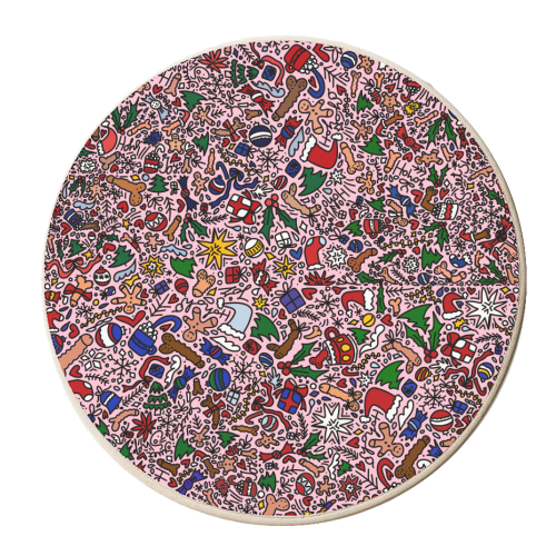 Christmass naughty pattern - personalised beer coaster by andrea zuza