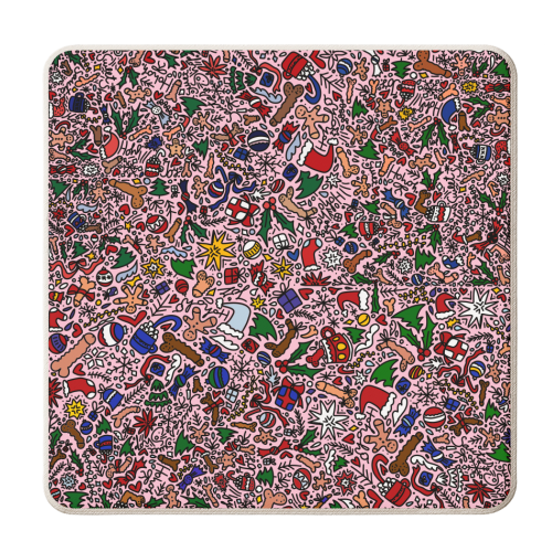 Christmass naughty pattern - personalised beer coaster by andrea zuza