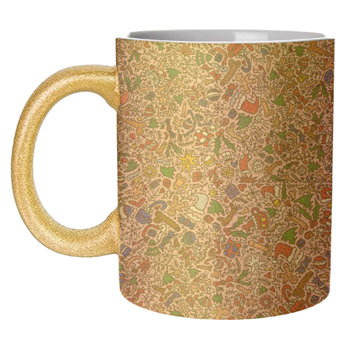 Christmass naughty pattern - unique mug by andrea zuza