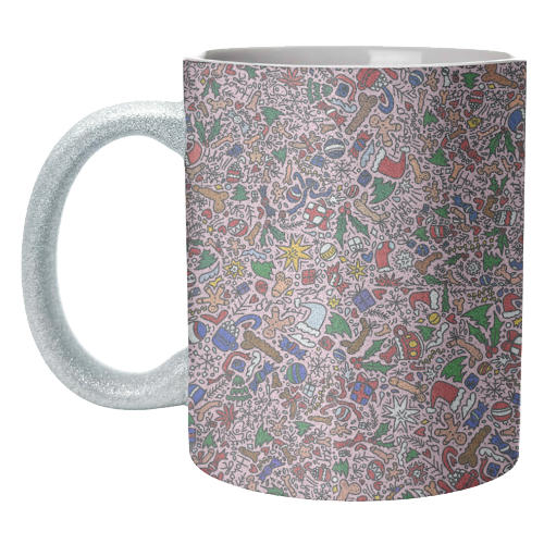 Christmass naughty pattern - unique mug by andrea zuza