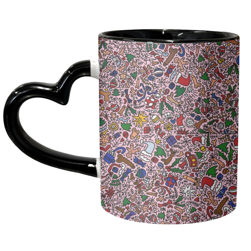 Christmass naughty pattern - unique mug by andrea zuza