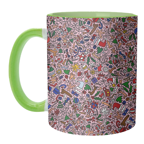 Christmass naughty pattern - unique mug by andrea zuza